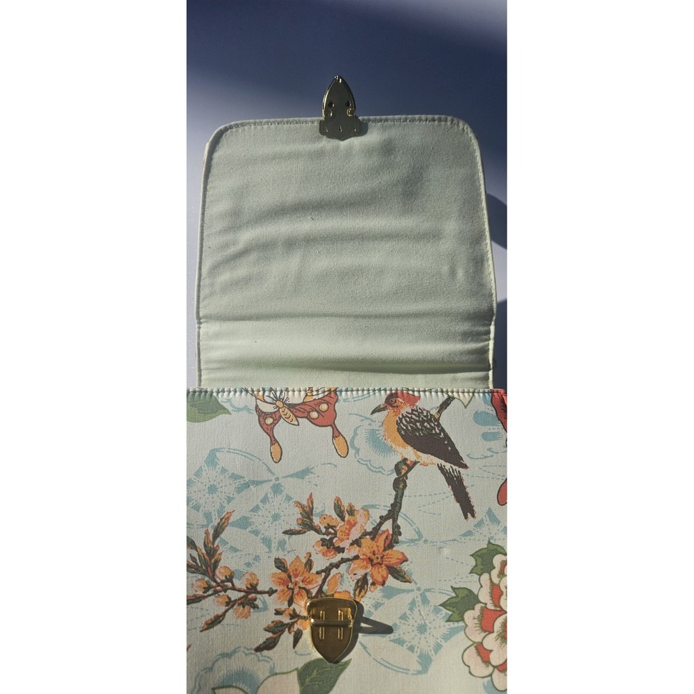 Banned Retro Floral Bamboo Handle Satchel Mint Green Vintage Style Crossbody Bag - Picture 9 of 16